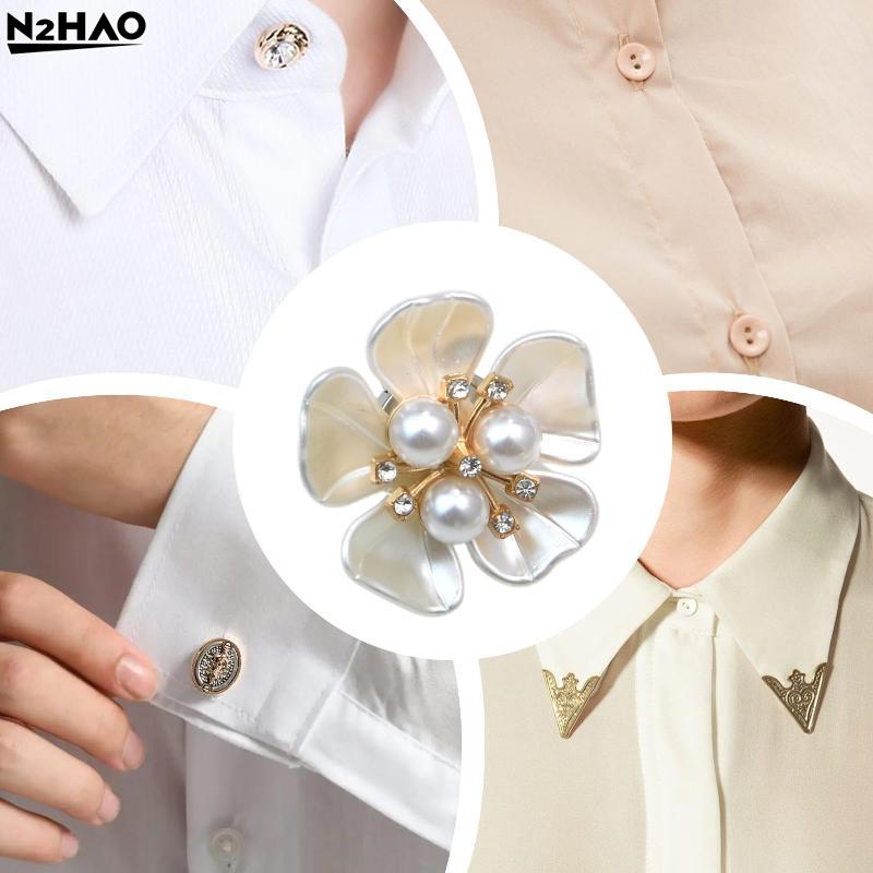 Perlenblumen-Knopfabdeckung Strassbesetzte Clips Abnehmbare Manschettenknöpfe Knopfabdeckung Für Damen Hemden Basteln DIY
