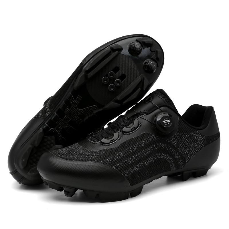 Mens Cycling Shoes With Flyknit Upper Reflective Stripes Stiff Sole Road MTB Casual Riding