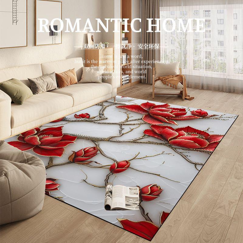 Luxury 3D Flower Carpet for Living Room European Decorate Bedroom Rugs Fluffy Soft Lounge Rug Non-slip Coffee Table Mat Washable
