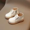 2024 Novas Botas para Meninas Primavera Outono Cor Sólida Renda Versátil Macio Moda Infantil Casual Botas Curtas Simples Antiderrapante Bota Infantil