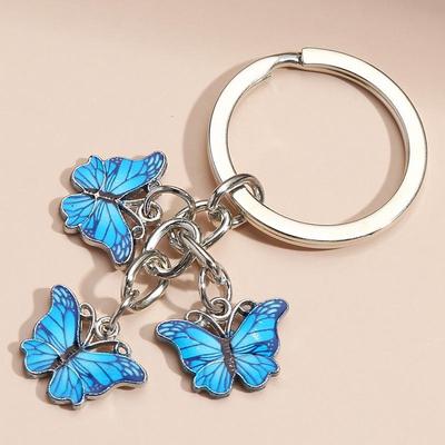 Cute Keychain Colorful Butterfly Key Ring Flying Animals Key Chains for Women Girls Handbag Accessories Handmade Jewelry
