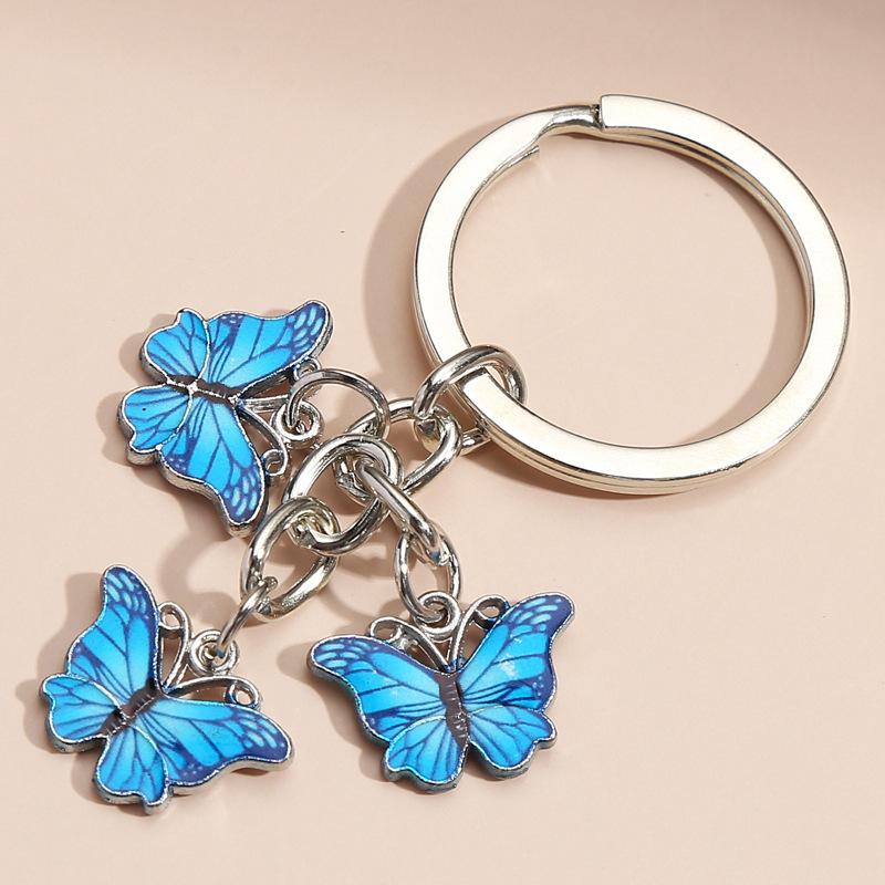 1Pc Cute Keychain Colorful Butterfly Key Ring Flying Animals Key Chains for Women Girls Handbag Accessories Handmade Jewelry