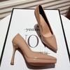 Fashion New Style Women High Heels Wedding Bridal Classic Pumps Lady Metallic Leather Low Heels Stiletto Nude Office Shoes Zapatos Mujer