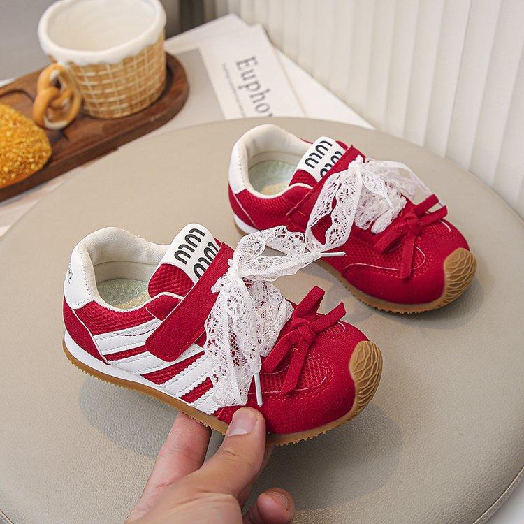 Girls shoes sneakers summer 2025 new children's German training shoes red mesh versatile breathable casual shoes