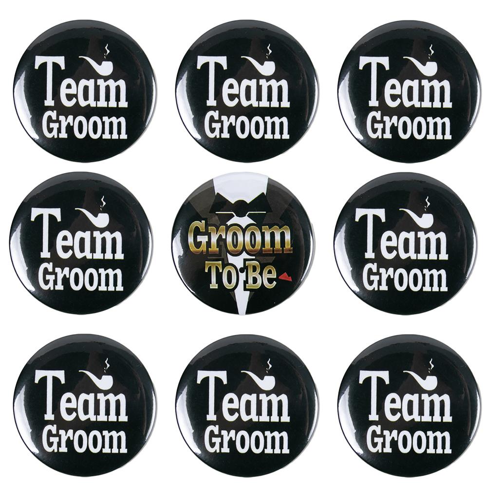 1-12pcs Bachelor Party Badge Pins Team Groom/Groom To Be Buttons Pins Decoration Men Groomsman Accessory Wedding Ideas Gifts