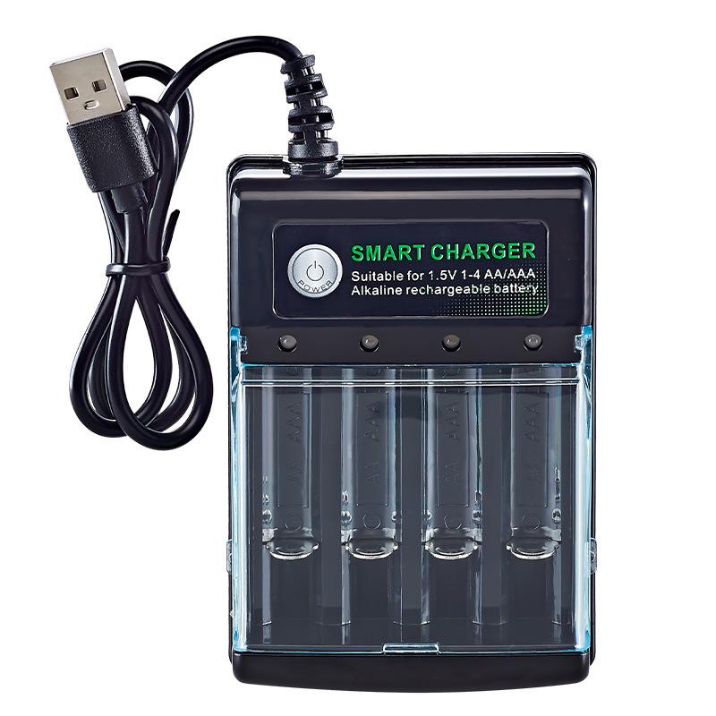 

USB-зарядное устройство для щелочных перезаряжаемых батарей AA и AAA 1,5 В, 4-слотная независимая док-станция для зарядки