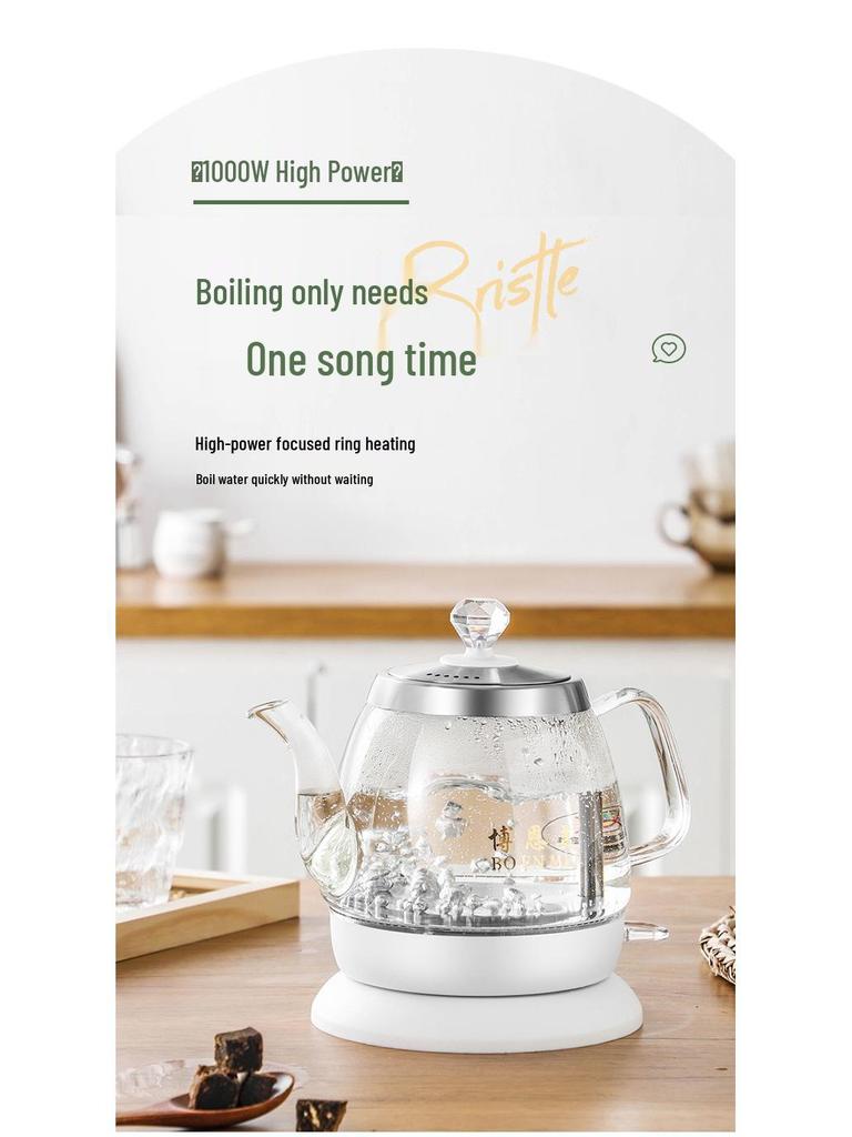 Transparenter elektrischer Wasserkocher mit großem Fassungsvermögen, automatischer Abschaltung und langem Ausguss zum Teekochen