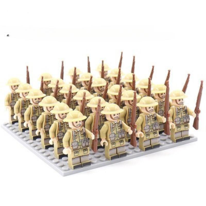 24 STÜCK/SET Zweiter Weltkrieg Militärsoldaten Gewehr Waffen Pistole Figuren Teile Bausteine Montage DIY Modellbau Bausätze Spielzeug