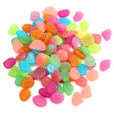 100pcs Luminous Pebble Stone Glow In The Dark Fish Tank Garden Shiny Decor