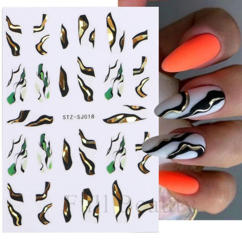 Cotton Flowers Transfer Decals 3D Nail Stickers Gold Leaf Nail Adhesive Sliders Nail Manicure Decorations