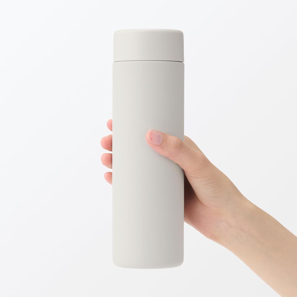 MUJI Vacuum Insulated Insulated Flat Gray 76049180 Bottle, Type, 500mL, Beige,