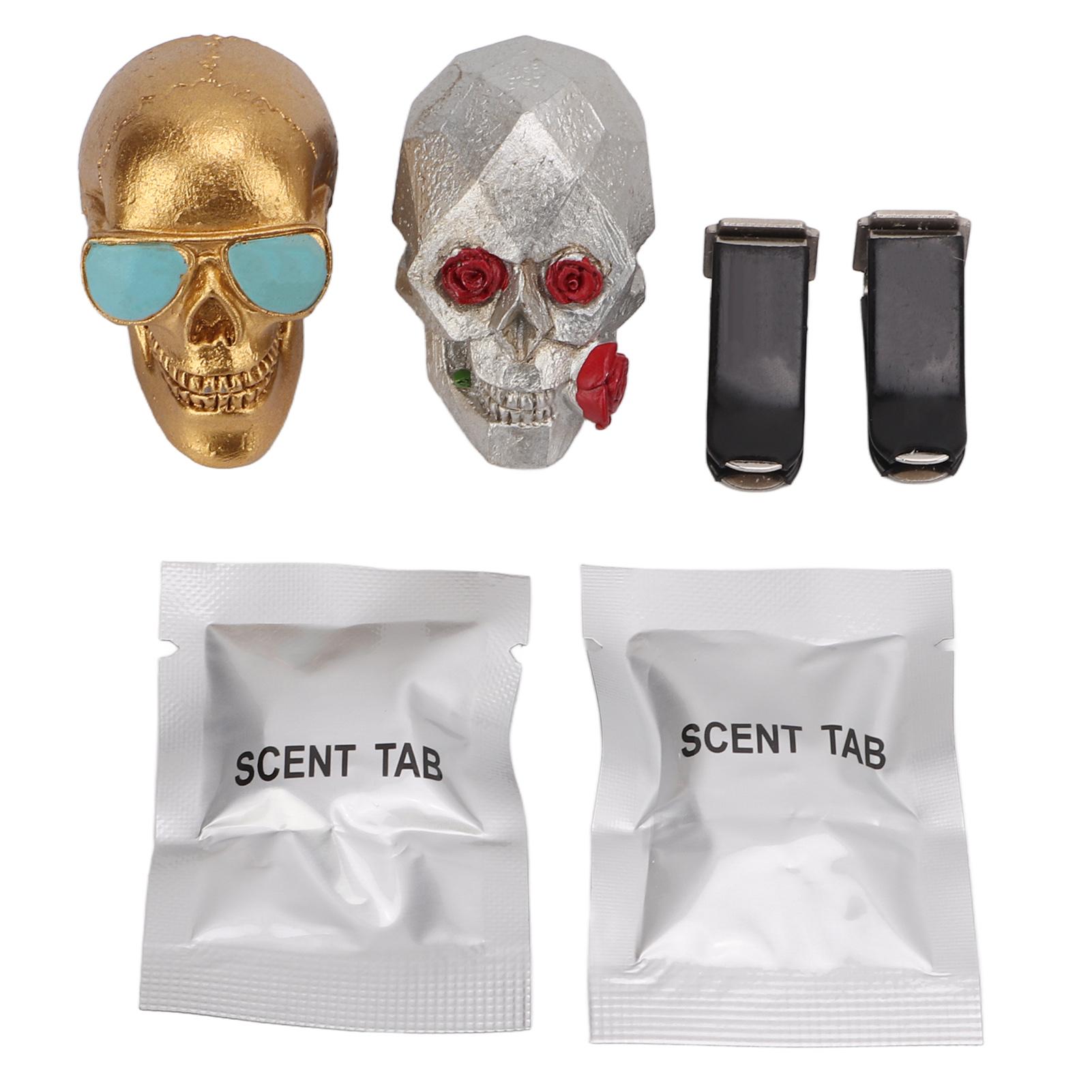 2 Sets Skull Head Aromatherapy Ornaments Car Resin Rose Skull Aromatherapy Tablets Car Air Outlet Decorative