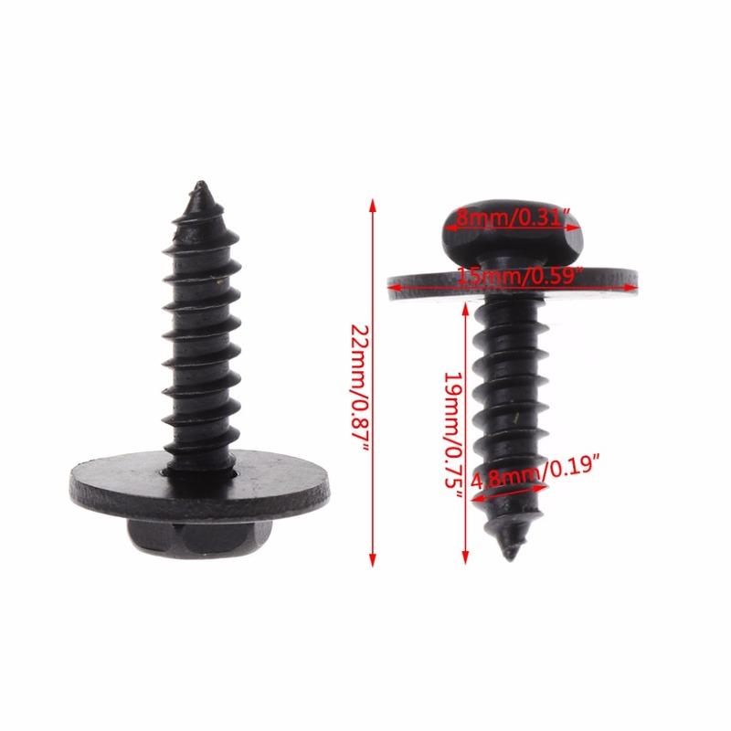 10 Pcs/set Universal Car Auto 4.8x19mm Self-Tapping Screws Captive Loose Washer 8mm Hex Head