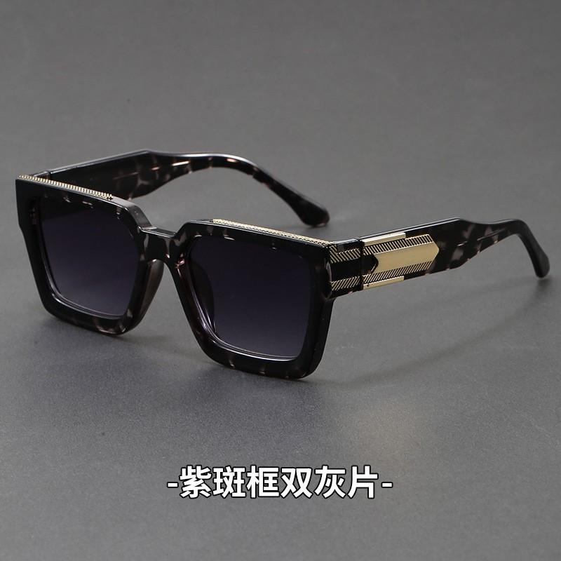 UV400 Square Frame Sunglasses Men Women PC AC Lens Non-Polarized Fashionable Geometric Temples Driving Outdoor