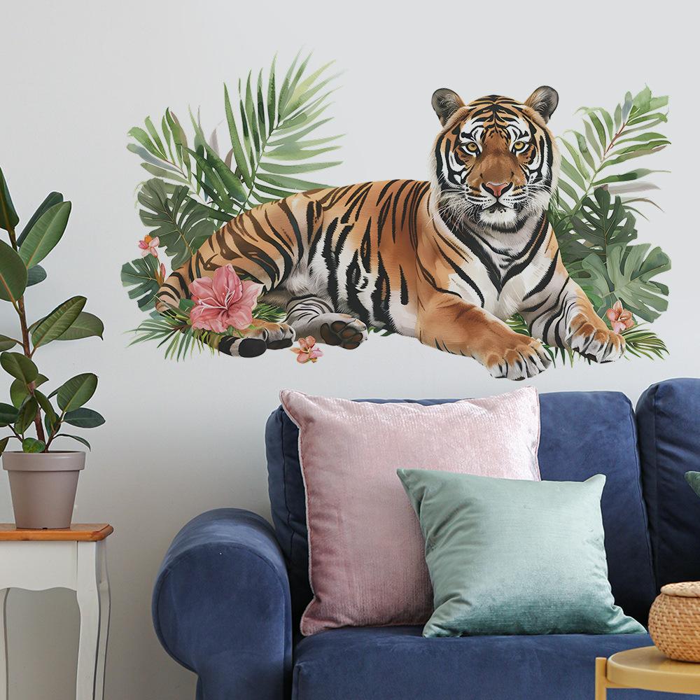 Tiger Green Plant Bedroom Living Room Study Background Landscaping Wall Stickers Self-adhesive