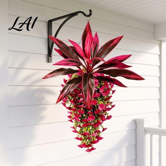 Fake Hanging Flowers for Decoration Artificial Flowers Plants Outdoors UV Resistant Faux Indoor Flower Ornaments Outdoor Greenery Porch Patio,