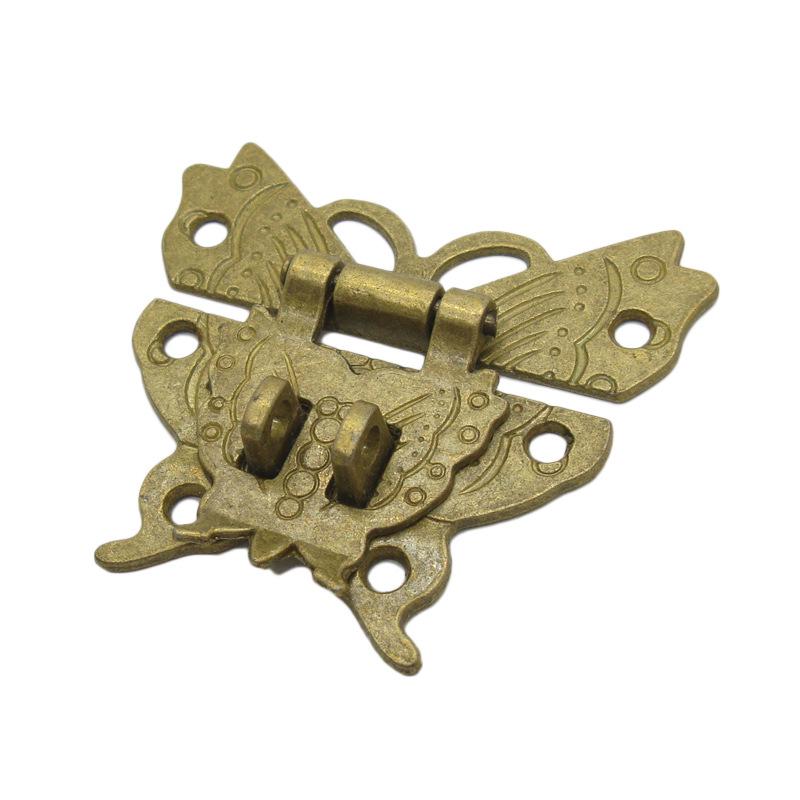 Retro Wooden Box Butterfly Buckle Padlock