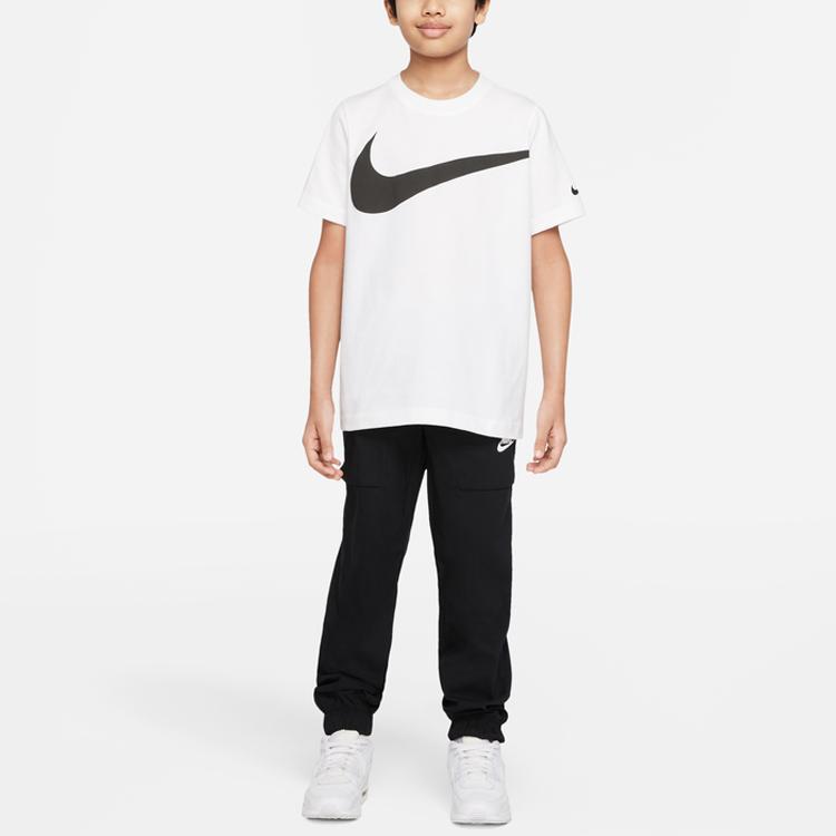 Nike Sportswear Essentials Series T-Shirt Large Logo Print Crew Neck Short Sleeve Kids Tops White DO1807-100