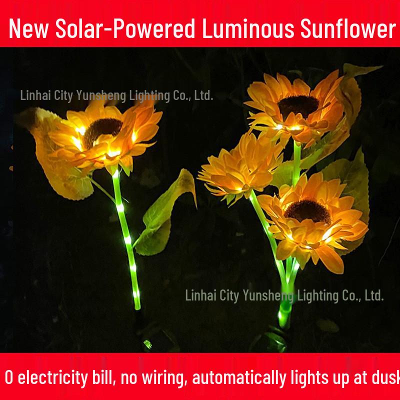 LED Solar Sunflower Garden Light: Rainproof Outdoor Landscape Flower Illumination