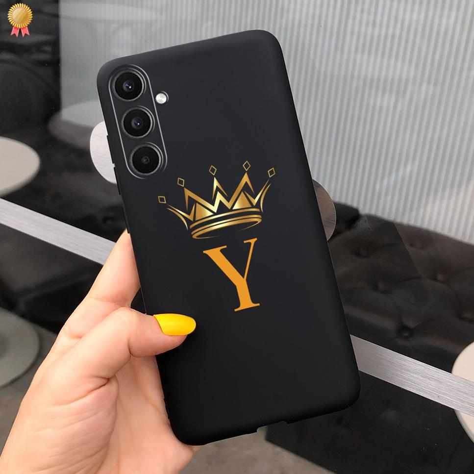 For Samsung Galaxy A34 A 34 5G Case Luxury Cute 26 Letters Flowers Crown Silicone Back Cover For Samsung A34 A 34 5G Phone Case