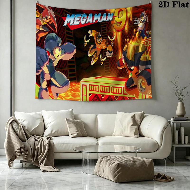 Mega Man Wall Tapestry Aesthetic Wall Hanging Printed Fabric Blanket Decorative Tapestries for Bedroom Living Room Home Decor