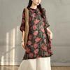 New Summer Linen Tops Women Plus Size Floral Printing Loose Vintage Long Shirts Tees