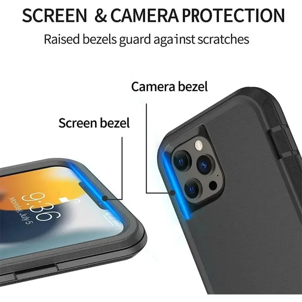 3 In 1 Hybrid Heavy Duty Armor Case for IPhone 16 Pro Max 15 14 13 12 11 Shockproof Cover for IPhone 7 8 Plus X XS Max XR Otter Case Box Cover