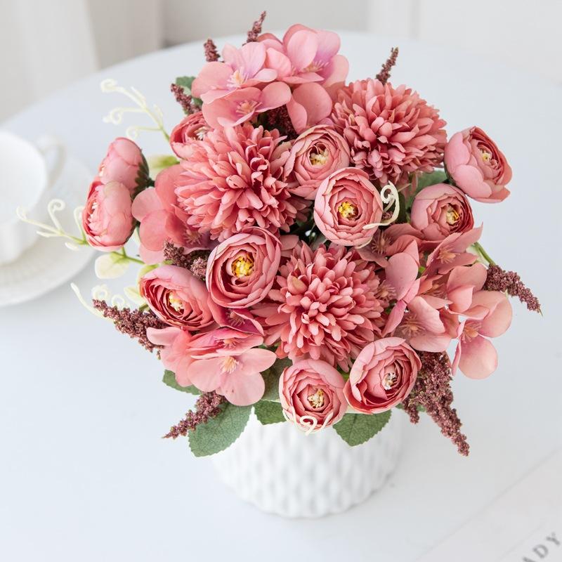Ins Simulation Rose Wedding Hand Bouquet Wedding Photography Props Hand Notes Fake Flowers Home Decoration Simulation Silk Flowers
