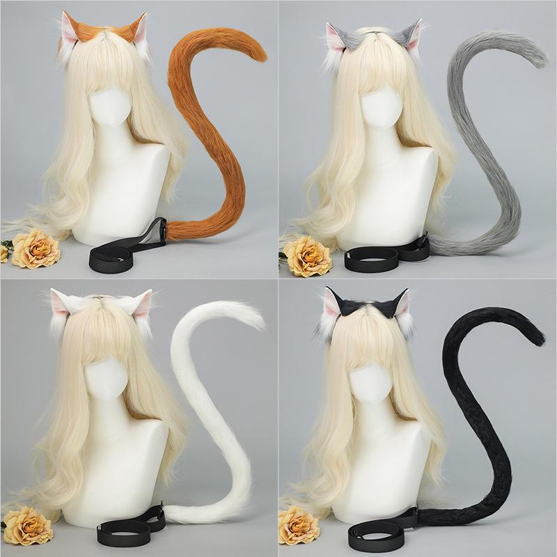 Pluszowy Zestaw Cosplayowy z Uszami i Ogonem Kota na Halloween