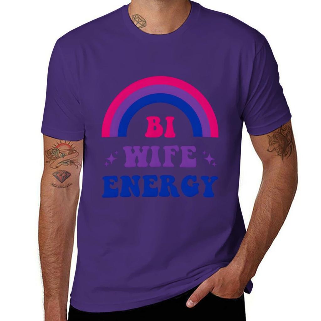 Bi Wife Energy Duma Biseksualna Flaga Biseksualna Wsparcie LGBTQ T-shirt grafika moda koreańska męskie białe t-shirty