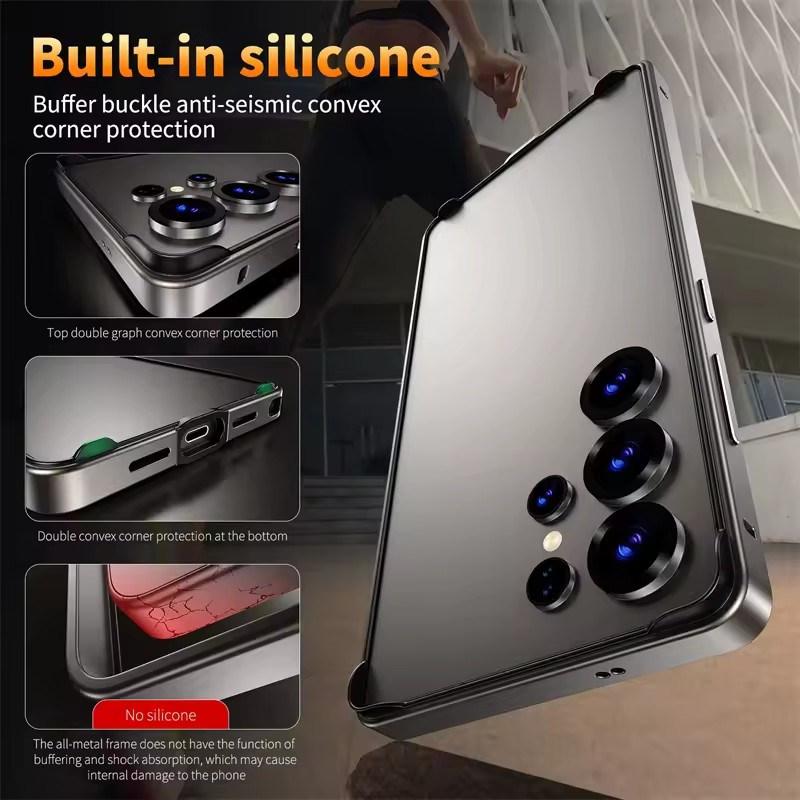 Aluminium Alloy Frame Metal Bumper Case for Samsung Galaxy S25 Ultra S24 Plus S25Ultra S24Ultra S25Plus Soft Inner Hard Phone Cover