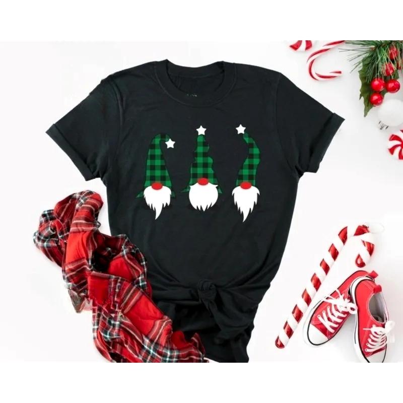

2026 New Vintage Santa Gnome Christmas TShirt Xmas Family Tee Harajuku Y2k Top Shirts for Women Seagull Christmas Shirts Tees S