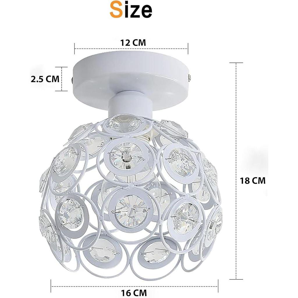 Metal Dual Ring Crystal Flush Mount Ceiling Lamp Light, for Hallway Light Fixture Ceiling Flush Mount (Dual Ring White)