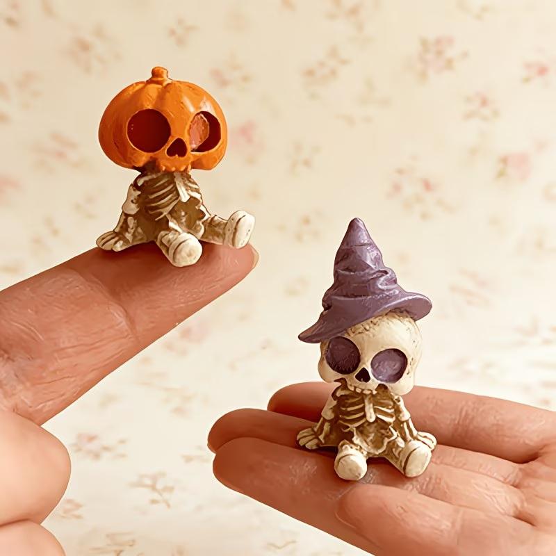 4/8Pcs Gothic Skull Statue Resin Skull Decoration Skeleton Figurines For Halloween Party Decor Desktop Ornament Gifts