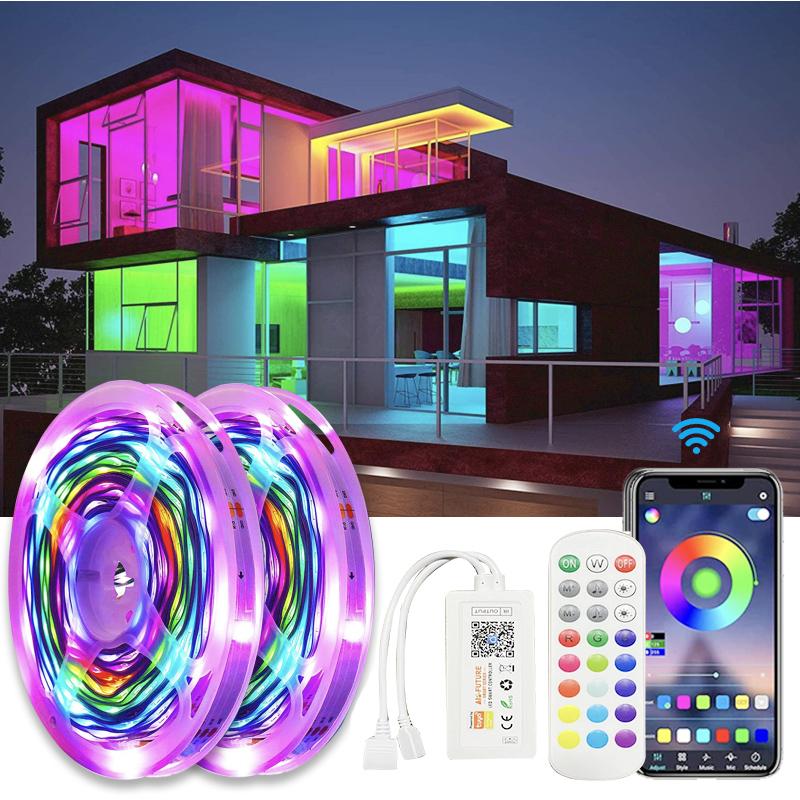 

Светодиодные ленты RGB 12 В WIFI контроллер 5050 Светодиодная лампа Fairy Light TV Ambilight Работа с Alexa Tuya Magic Home