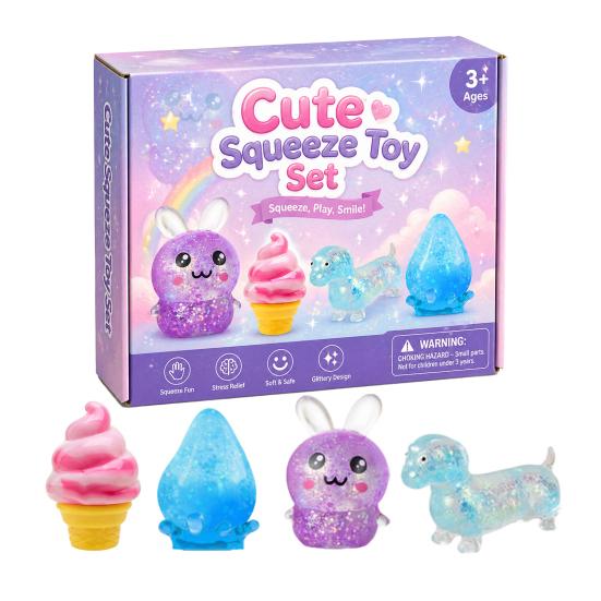 1 Set Stress Relief Squeeze Toy Duck Rabbit Animal Love Heart Pinch Sensory Toy