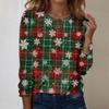 Women's Christmas Printed Round-neck Loose Long-sleeved Top