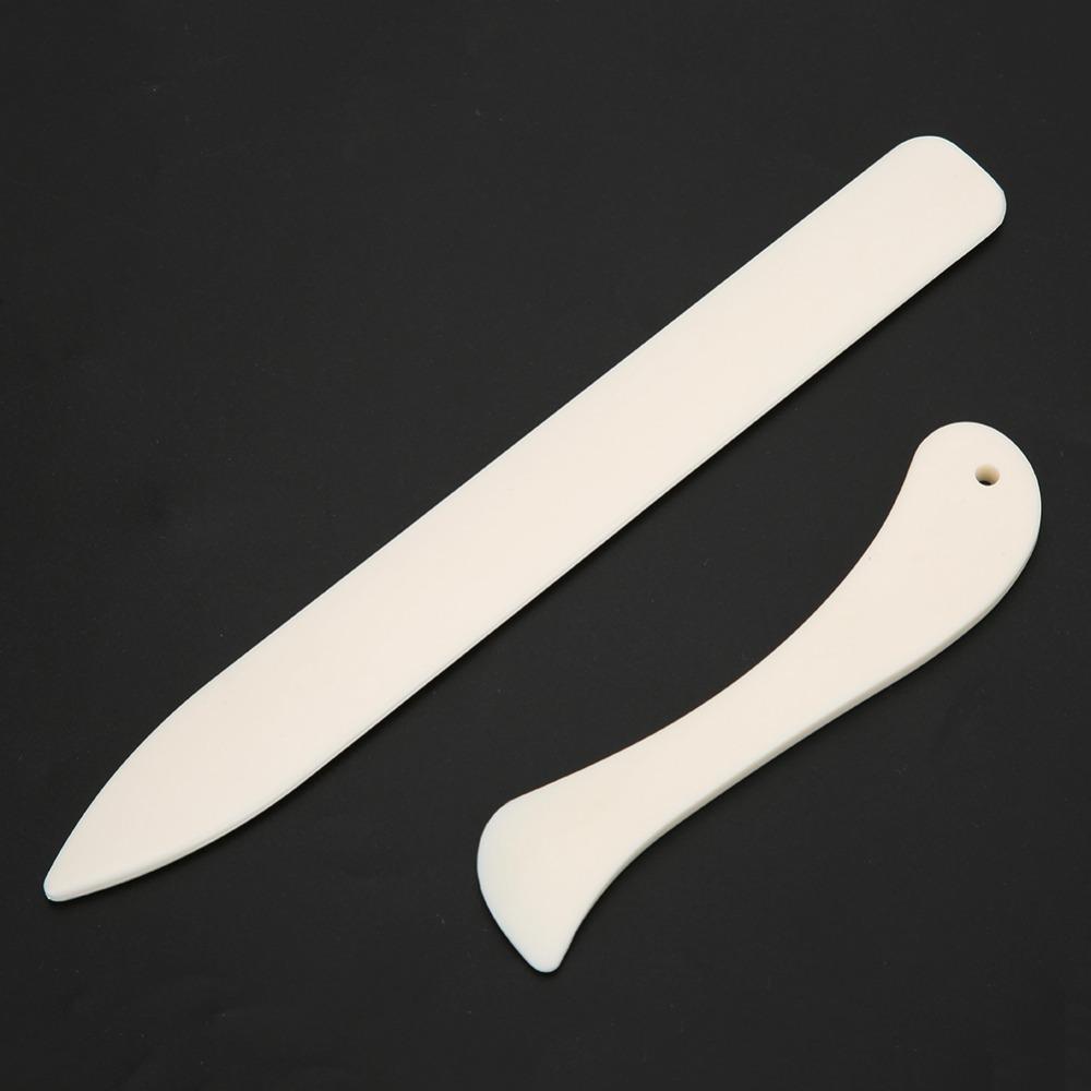 2pcs White ABS Leather Craft Tool Manual Tool Paper Creaser Bone Folder Paper Crafting