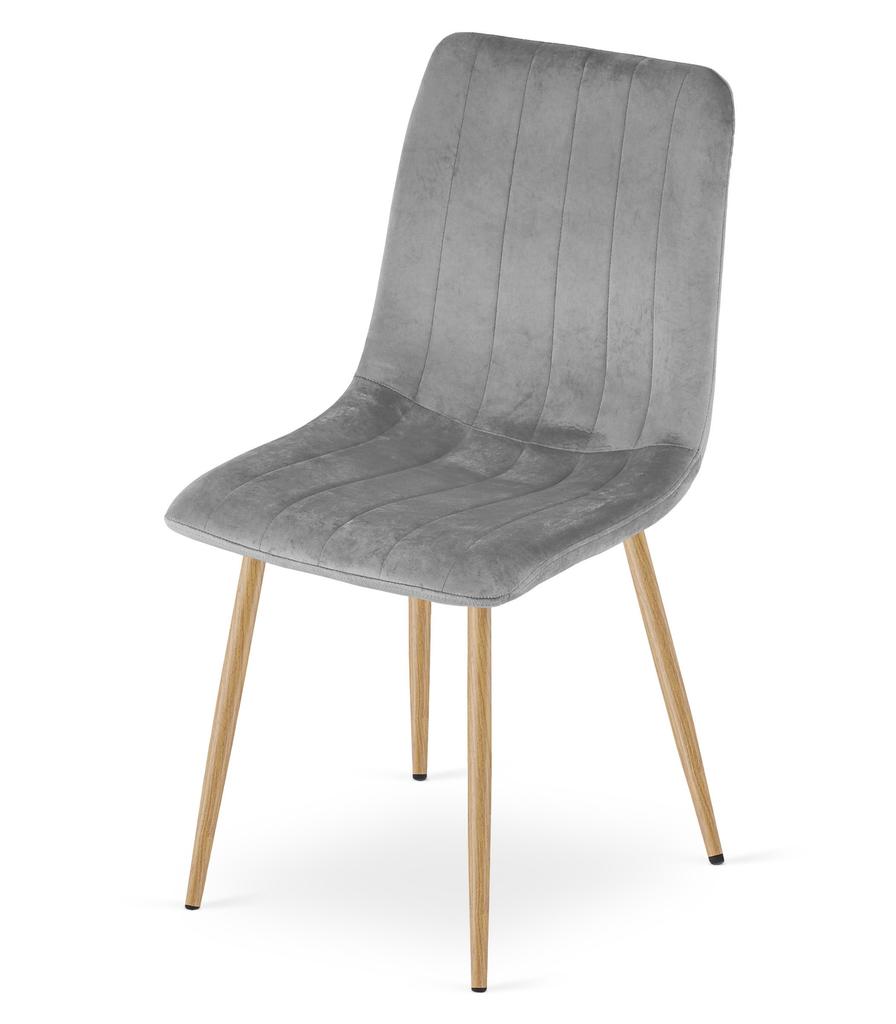 LAVA chair - light gray velvet / wood color legs x 2