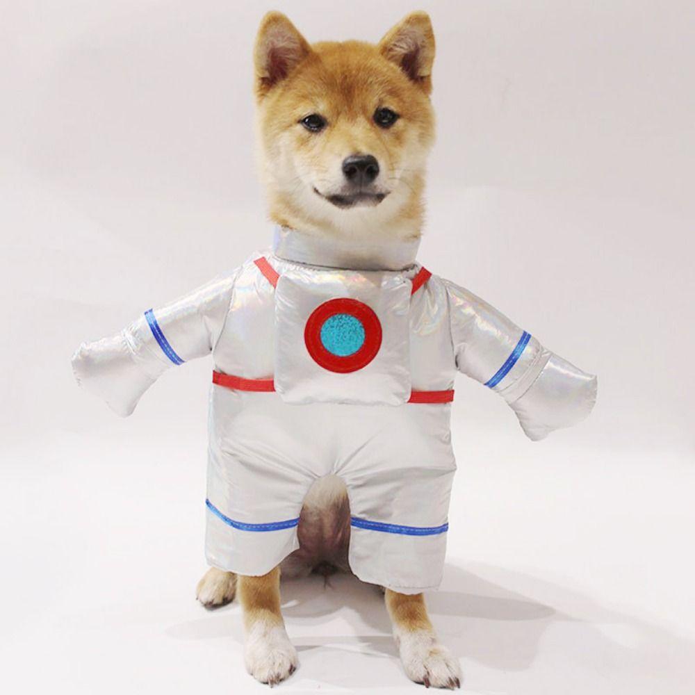 Polyester Cat Clothes Astronaut Spacesuit Siver Pet Transformation Outfit  Cosplay Party