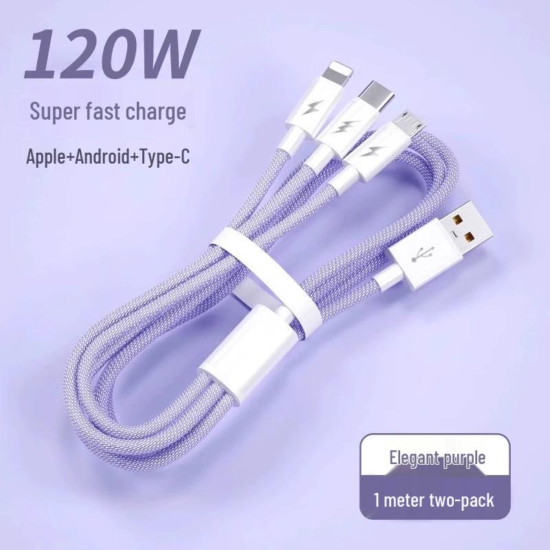 Xueen 120W Fast Three-in-One Multi-Head Charging Cable, 66W Car Compatible, for Apple Devices.