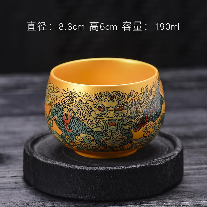 Gilded Cup Enamel Blue and White Tea Cup Personal Cup Master Cup Purple Clay Jian Zhan Master Liu Guolan
