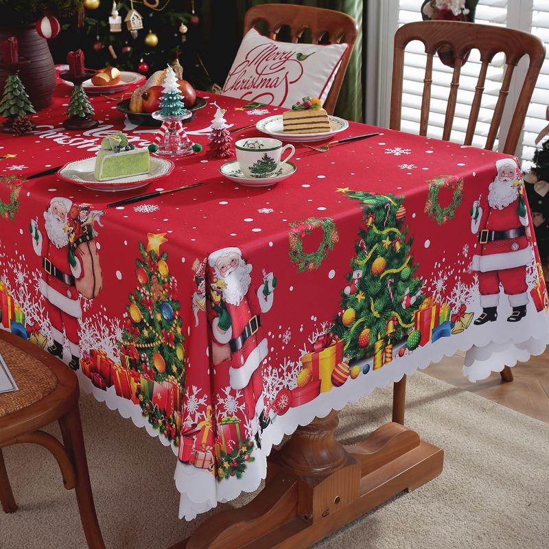 New Christmas Table Cloth Printed Rectangular Home Living Room Table Cloth Festive Party Atmosphere Beautification Decoration