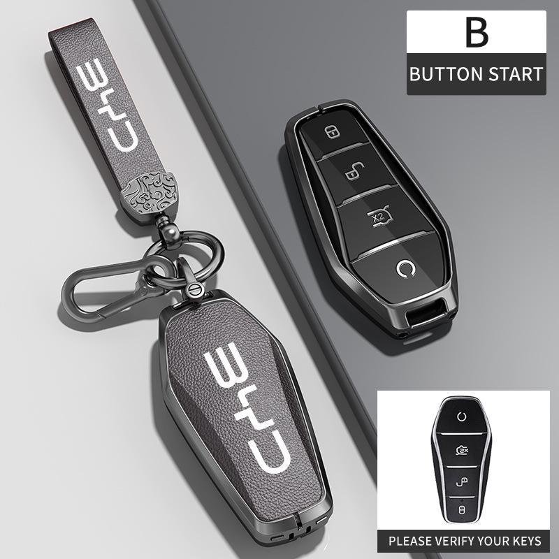 BYD Han Key Cover - Compatible with BYD Qin Pro, Song Max New Energy, Tang, and Song Plus Cars, Features Metal Shell and Bag Buckle.