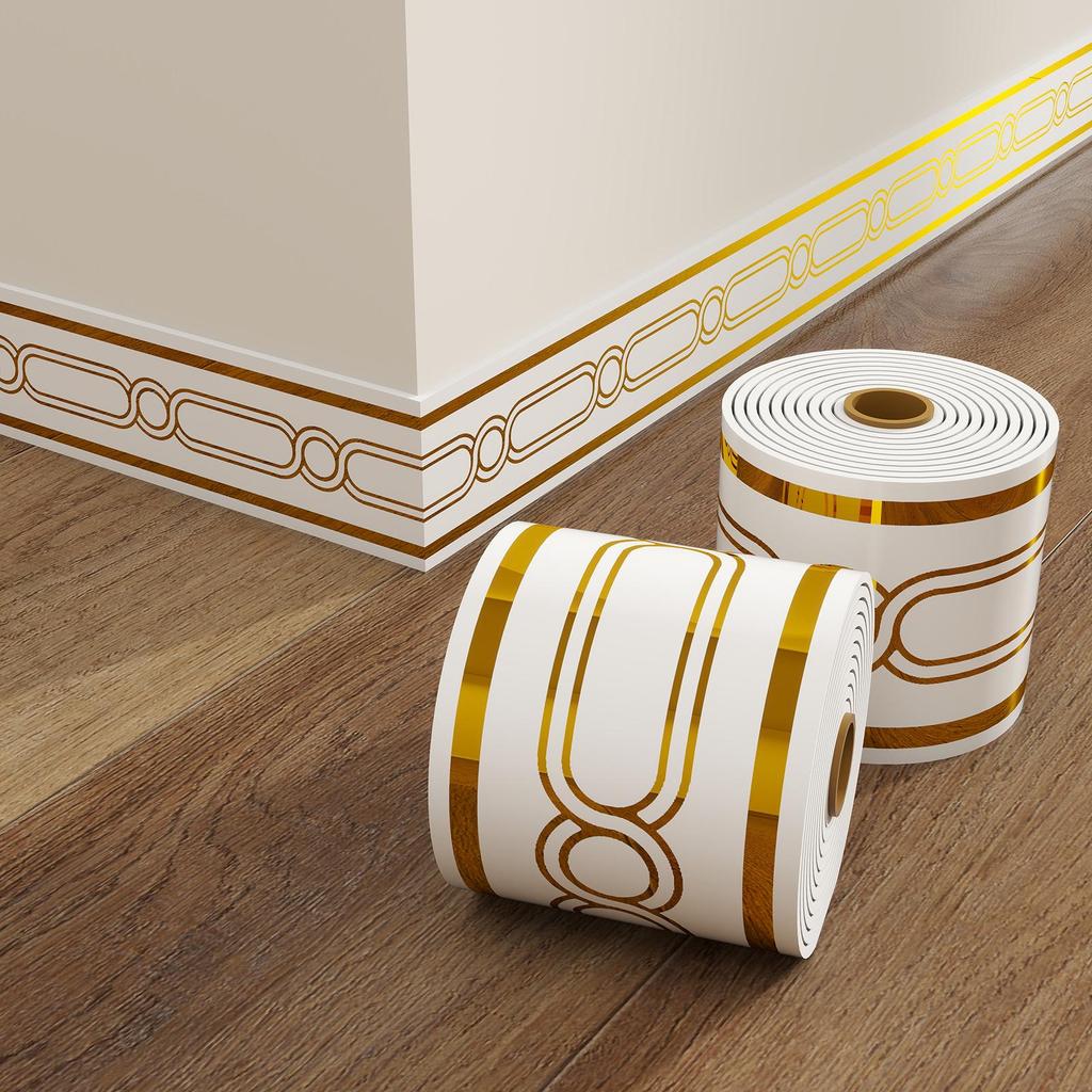 Thickened Waterproof PVC Self-Adhesive Tile-Look Baseboard Sticker