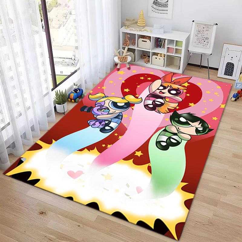 1Pc The Powerpuff Girls Printed rectangle carpet, home door mat, outdoor travel protection carpet A1