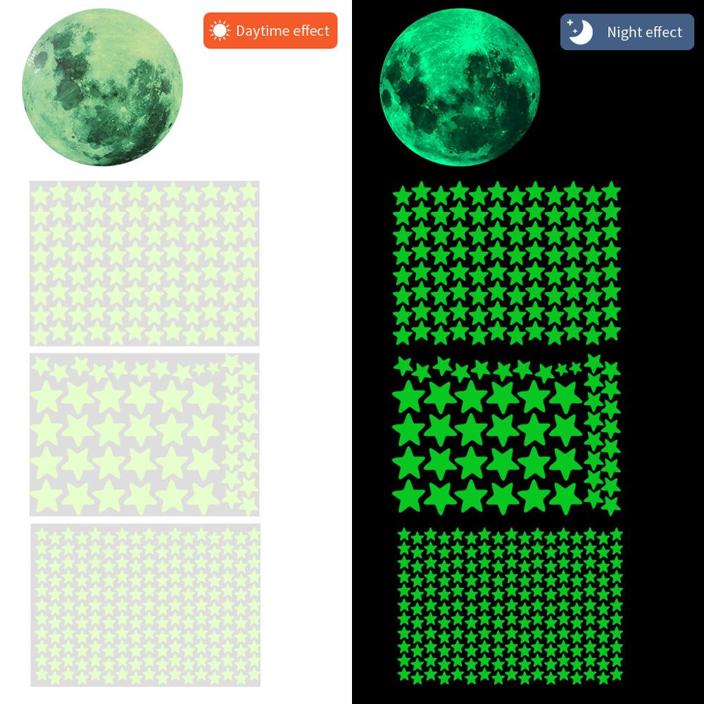 1Set 3D Bubble Stars Moon Dots Self-adhesive Luminous Wall Sticker Kids Bedroom DIY Decal Glow In Dark Fluorescent Decoration