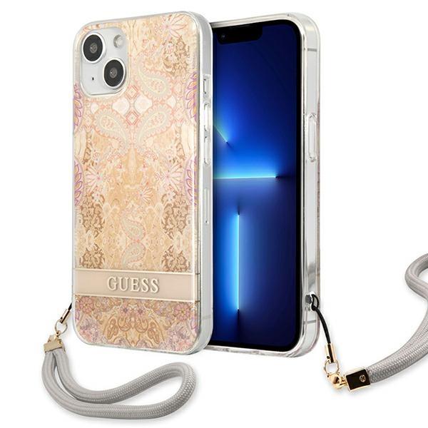 Guess Guhcp13Shflsd Iphone 13 Mini 5,4Złoty/Gold Hardcase Flower Strap