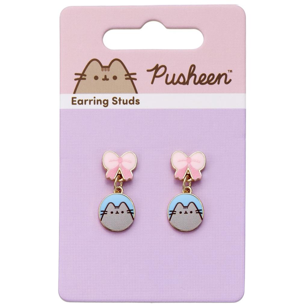 Pusheen the Cat Pink Bows Drop Earrings