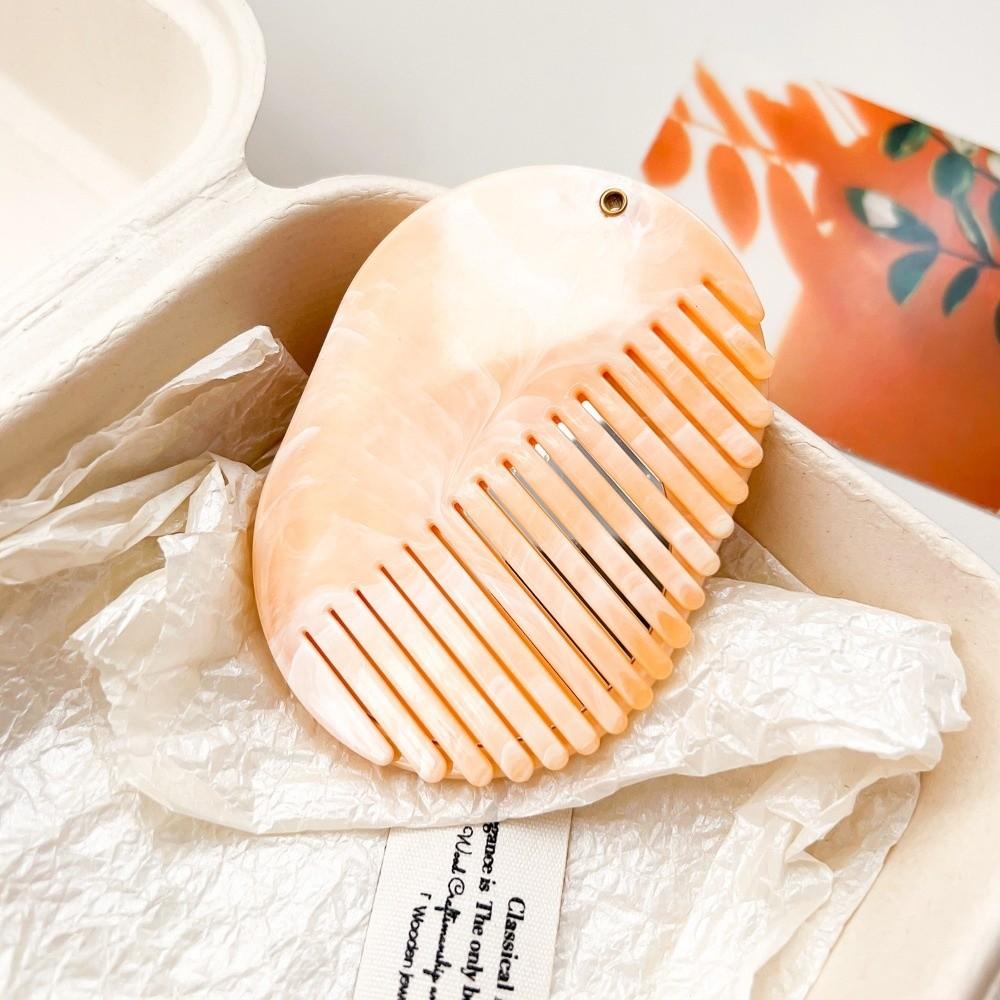 Portable Marble Print Hair Comb Detangling Acrylic Makeup Mirror Foldable Multifunctional Mirror Comb 2 in 1 Hair Accessories оранжевый